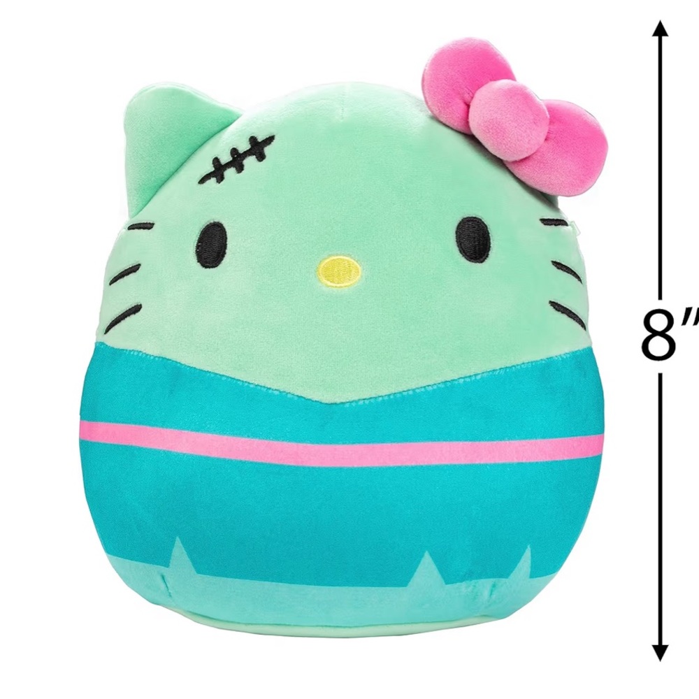 Squishmallows Green and Pink Hello Kitty Plush